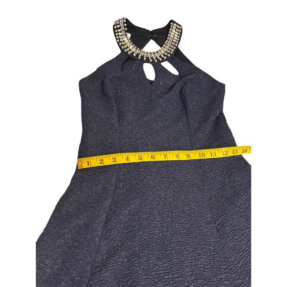 Betsy & Adam Navy Cocktail Dress with Jeweled Neckline -  Size 2 - Picture 7 of 13